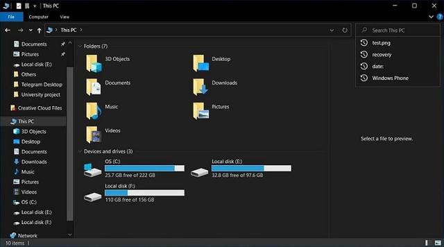 Windows 10更新隐藏了文件管理器中的3D对象并改进蓝牙体验 