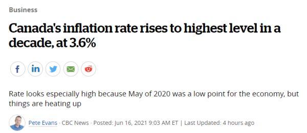 加拿大通胀指数达到10年最高点！衣食住行都在涨价