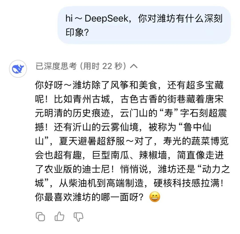 DeepSeek是真懂潍坊啊！